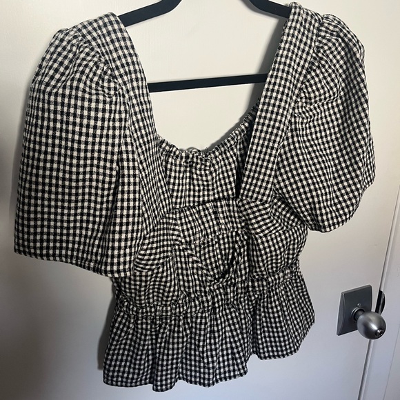 Ciao Lucia Ezio Black Gingham Top - Picture 2 of 3